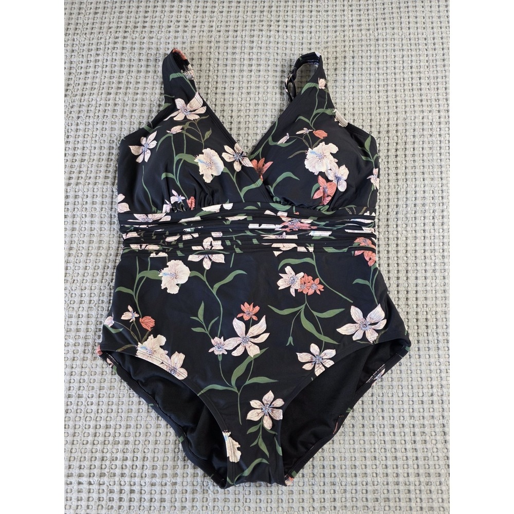 Size 20W  Waist Detail Full Cvrge Seat  1-Piece Swimsuit Shade & Shore NEW (304)